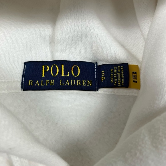 Polo Bear Ralph Lauren White Hoodie Sweatshirt CP-93 Yellow Coat FLAWS Size S - Picture 12 of 16